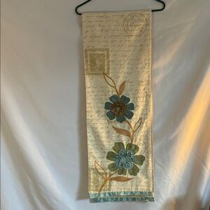 Pier 1 Imports embroidered Azure Verde floral French style table runner 13 X 73